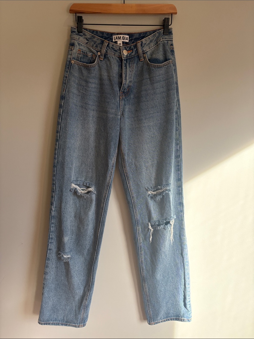 I.AM.GIA Distressed Baggy Straight Leg Jeans – Size XS